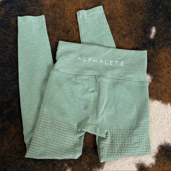 Alphalete Pants - Alphalete Halo Seamless Leggings Sage Green Small